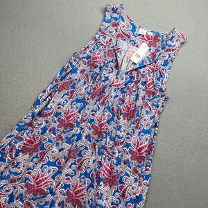 Gap Sleeveless Paisley Shift Dress Small Blue Pink Boho Rayon NWT